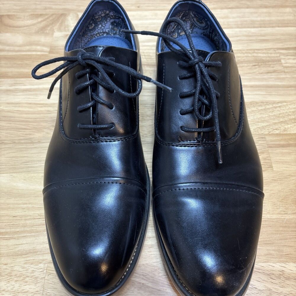 Bruno Marc Men’s Shoes Size 9.5 Wide Black Faux Leather Lace Up Louiswide_2